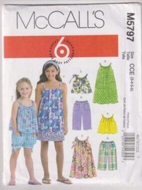 McCalls 5797 Girls Dress, Top, Capris Girls 3-4-5-6